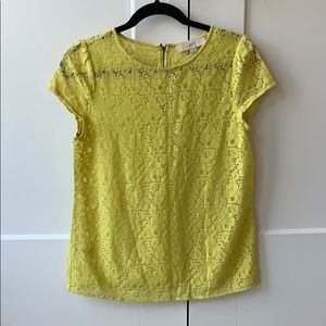 LOFT yellow lace blouse